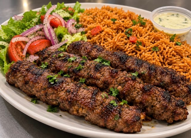 Ground Beef Kebab Meal.