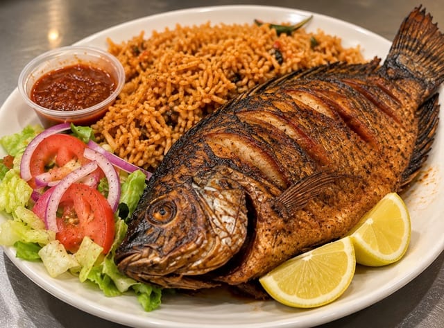 Tilapia Fillet Fried With Rice.